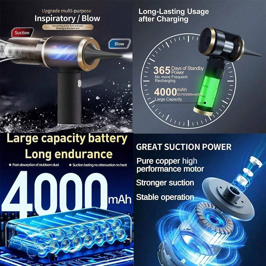 4 1 空気送風機充電式 4000mAh が付いている無線手持ち式車の掃除機に付きます