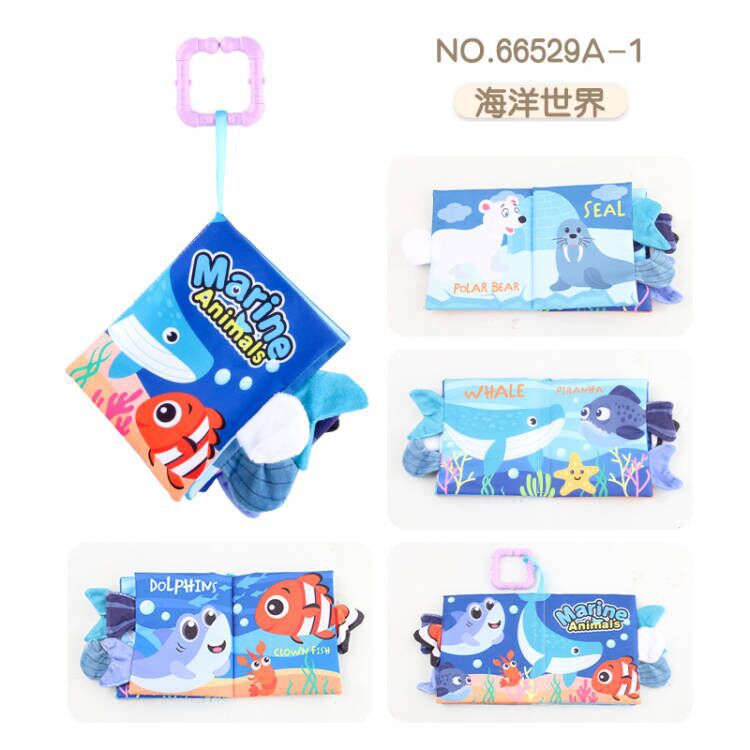 Baby Cloth Book Toys Cartoon Animals Tail Educational Ringed Paper Cloth Book Toys Enlightenment Baby Toys 0-12 Months Gifts