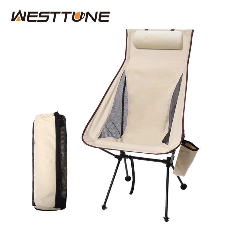 WESTTUNE ポータブル折りたたみキャンプチェアヘッドレスト付き軽量観光椅子アルミ合金釣り椅子屋外家具