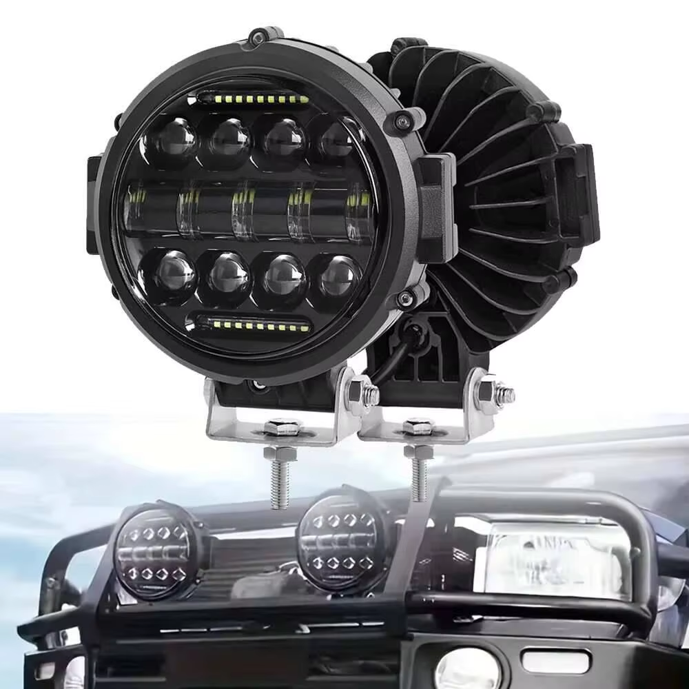 7 インチ H4 LED ワークライト白黄色ターンシグナル VAZ 2101GAZ 24 UAZ 469 トヨタジープラングラー JK スズキ 4x4 12V 24V ヘッドライト