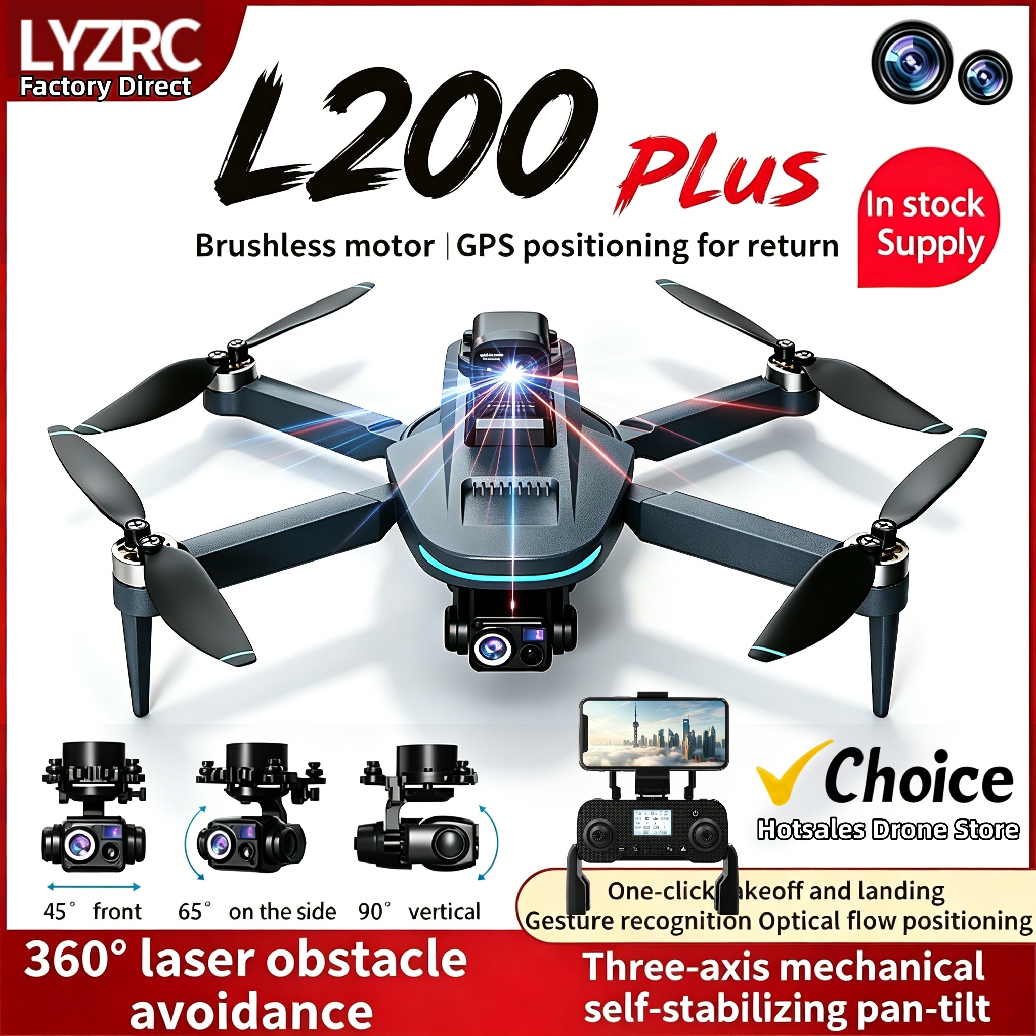 新しい L200 Plus GPS ドローン工場 4K プロフェッショナル HD デュアルレンズ 3 軸ジンバル 360° レーザー障害物回避ブラシレス RC クアッドコプター