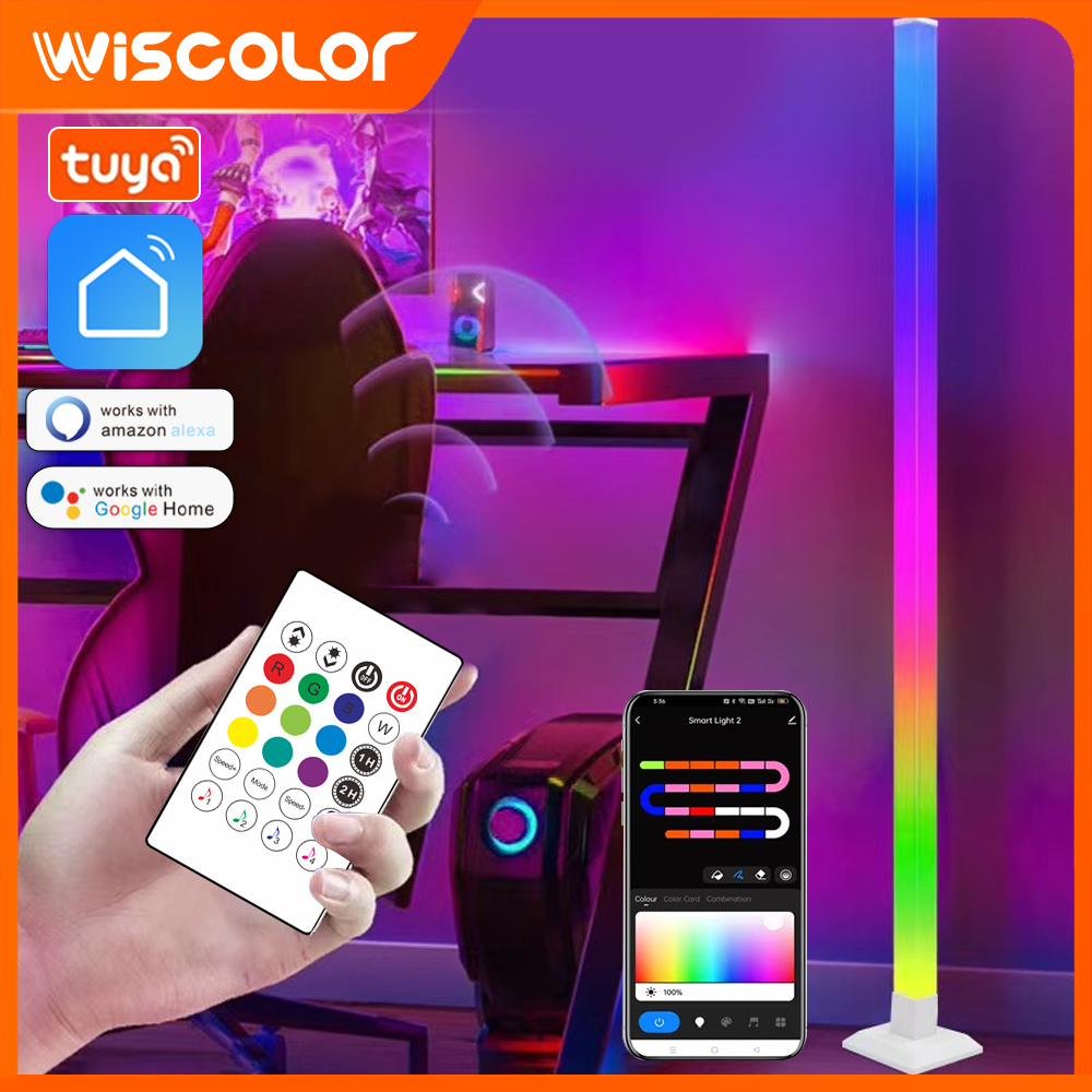 コーナー LED フロアランプ RGB スマート雰囲気ランプ WIFI アプリリモコン音楽同期変色スタンディングランプ部屋の装飾用