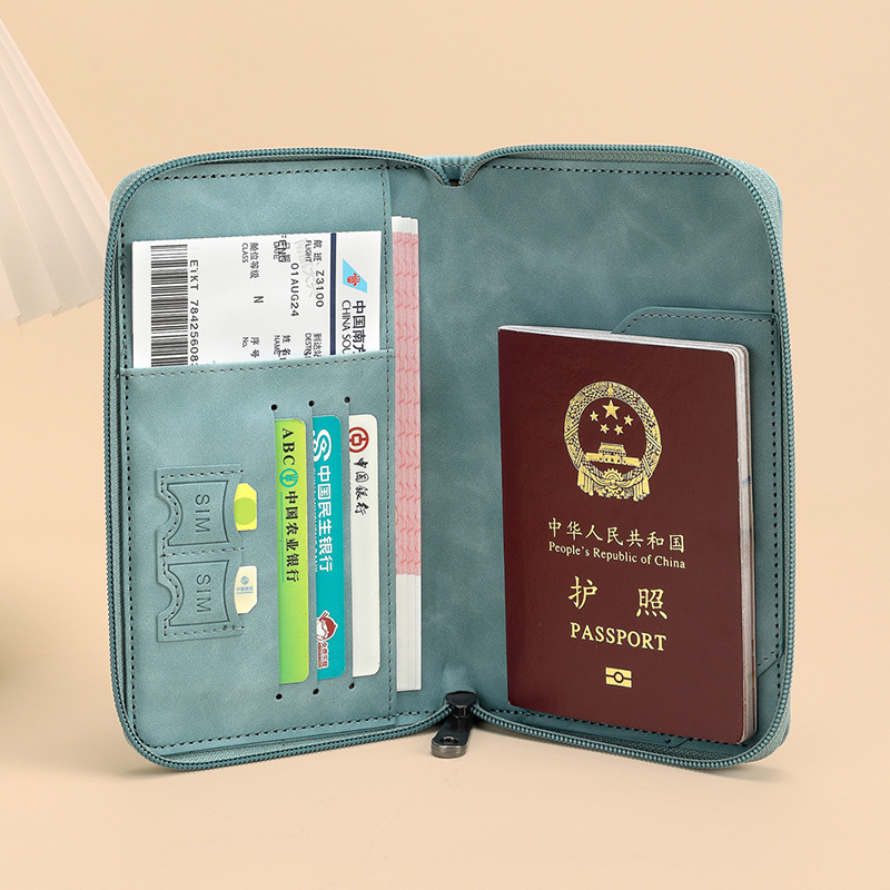 RFID ブロッキングパスポートホルダー PU レザー財布パスポートカバーポータブル多機能ジッパーチケットクランプトラベルアクセサリー