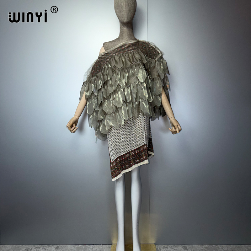 WINYI プリーツ弾性 2026 ドレスパフ袖ビーチカバーアップイスラム教徒の女性カフタンアバヤドバイ高級ロングダウンイブニングドレス