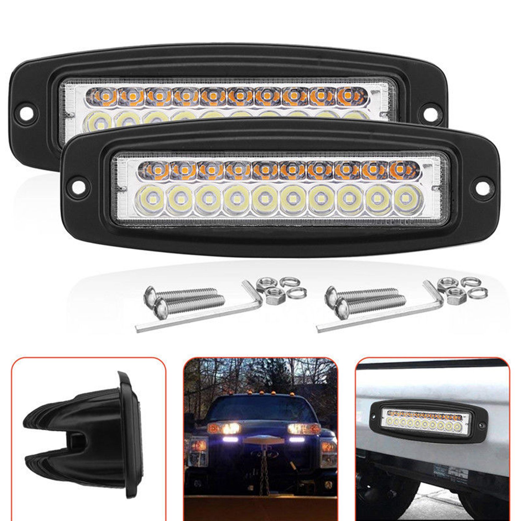 レア 4 個 7 インチデュアルカラー 100W LED ワークライトバーフラッシュマウントフラッドドライビングフォグランプ