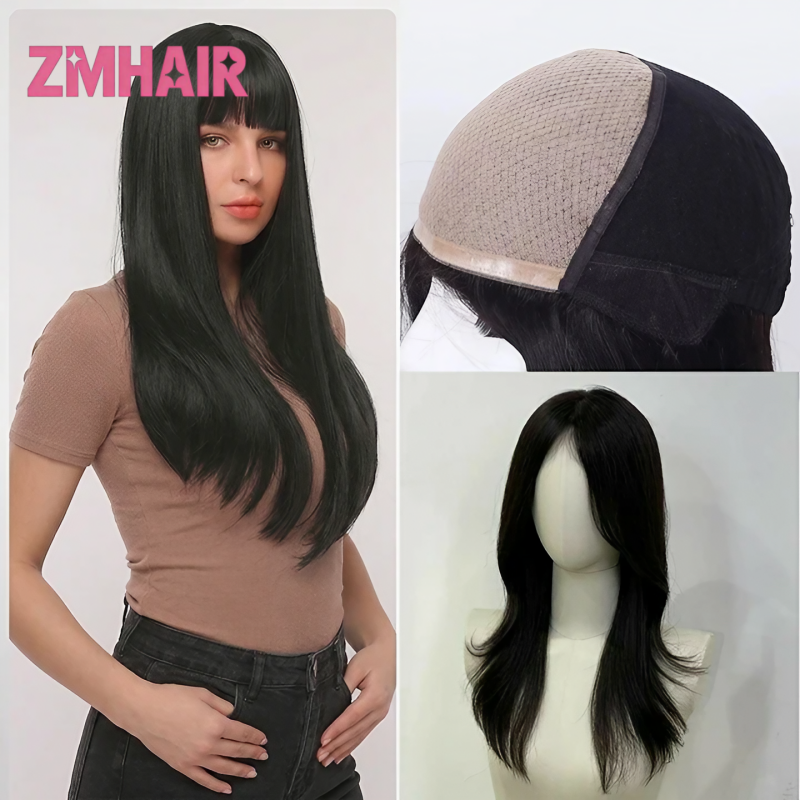 6*6 グルーレスかつらベビーヘアブラジルシルキーストレートシルクベース人毛かつら 24 インチ 180% 密度自然な U 部分