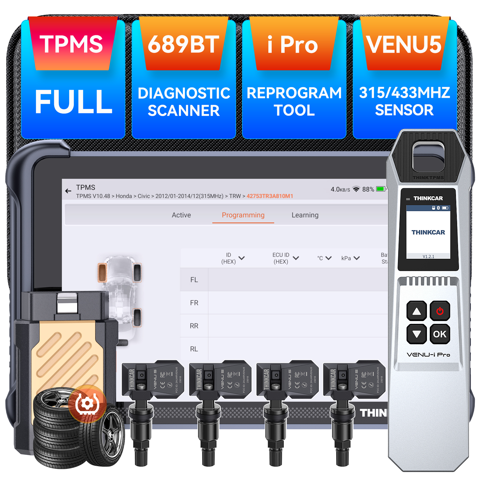 THINKCAR THINKSCAN 689BT TPMS IMMO キープログラミング自動診断ツール CANFD DOIP ECU コーディング 34 リセットライフフリー Obd2 スキャナー