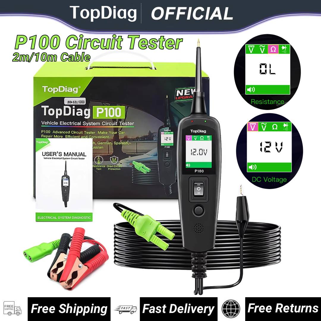 最新の Topdiag P100 車電気回路テスター自動車電源スキャンプローブ回路キット 12V 24V バッテリーテスター診断ツール