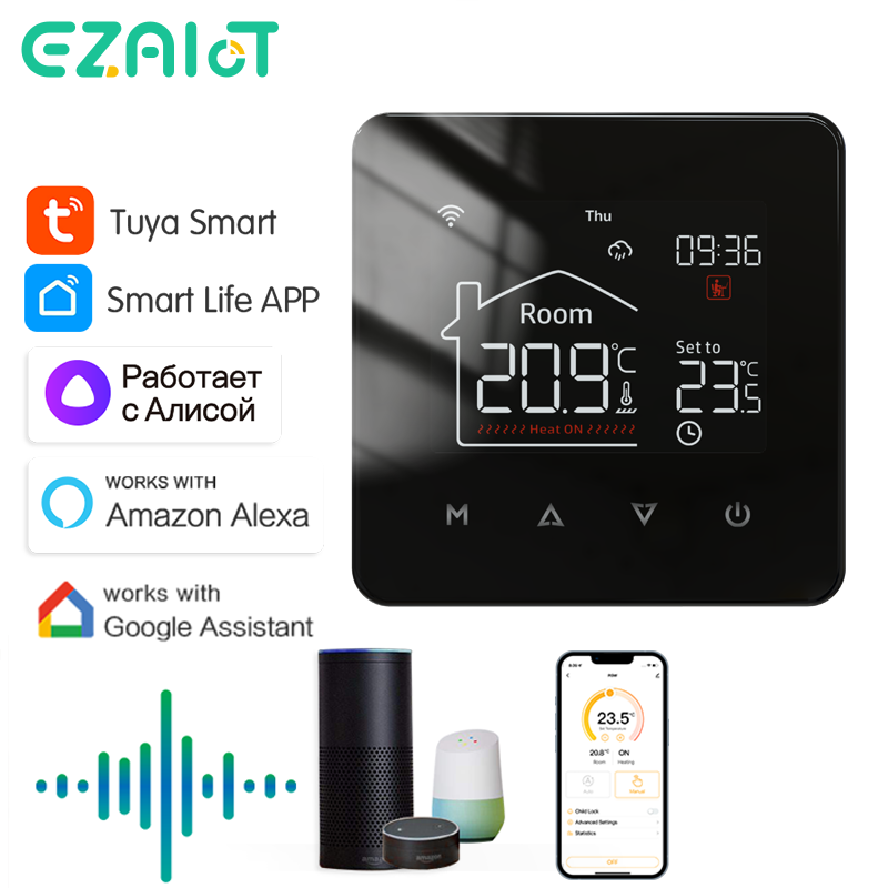 WiFi Tuya スマートホームサーモスタット暖房暖かい床下レギュレーター電気/水ガスボイラー温度コントローラー Google Alexa