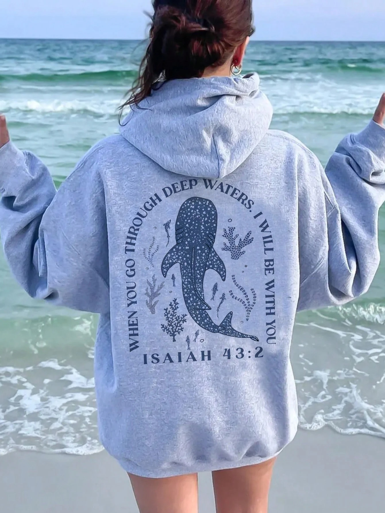 興味深い海洋クジラ深層水プリント女性パーカーヒップホップルーズパーカーフード付きポケットプルオーバー秋フリースストリート