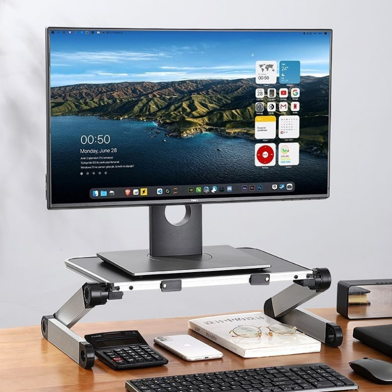リフトモニターライザースタンド調節可能なポータブルラップトップ収納ホルダーデスクトップコンピュータ高さ増加ブラケットモニターオーガナイザー