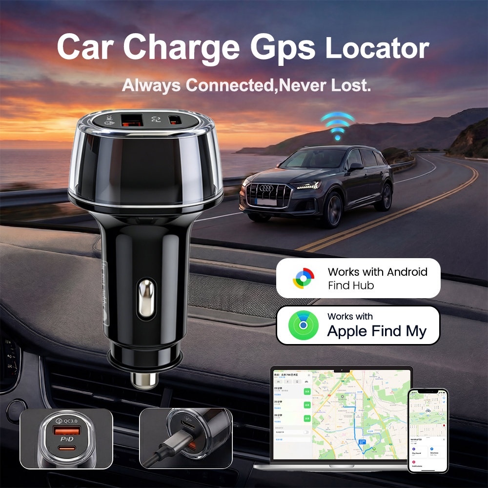 車の充電 GPS ロケーター トラッカー 20 ワット USB 電話充電器急速充電タイプ C QC3.0 iPhone で Find My Apple 公式アプリ