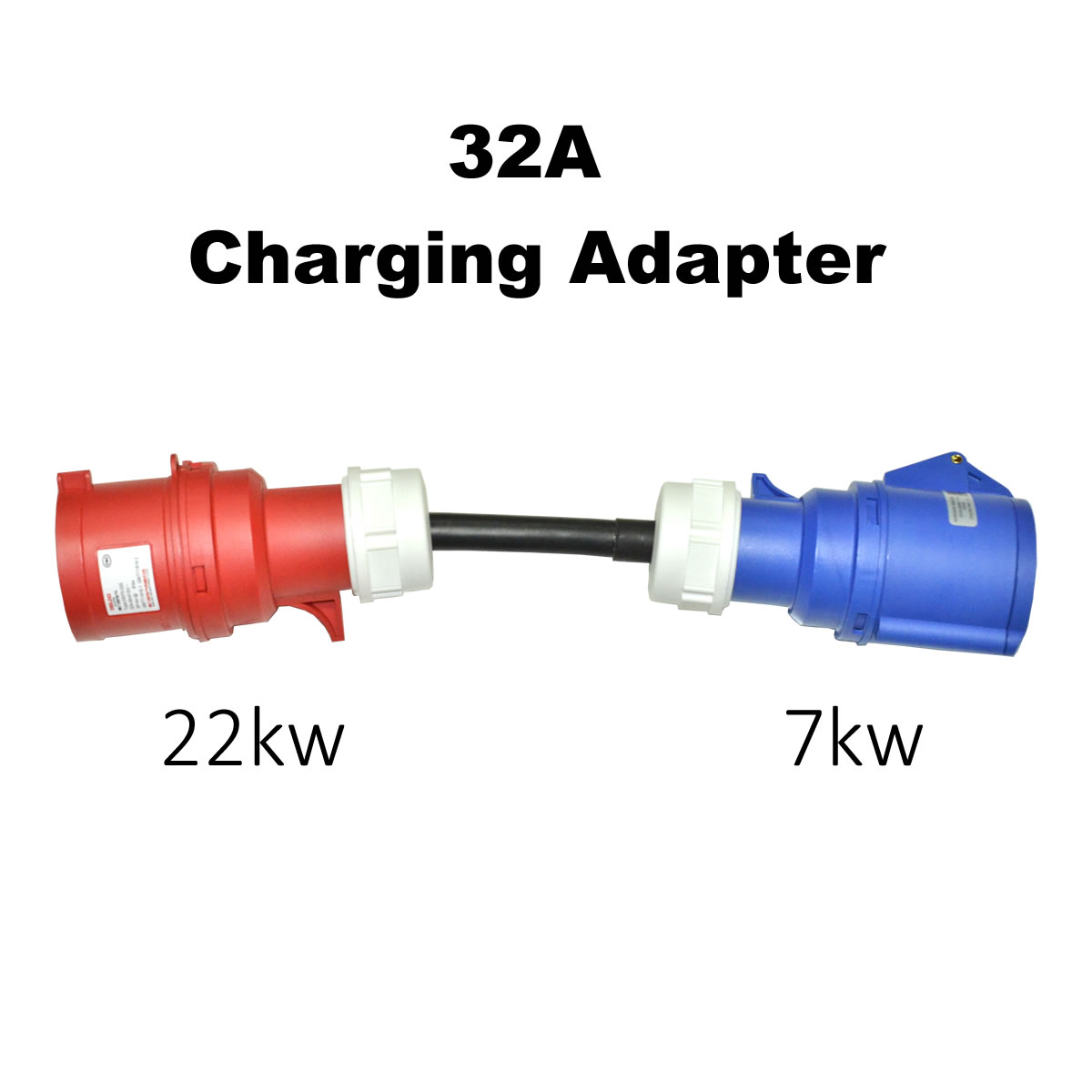 電気自動車充電アダプタ 22kW 3 相赤オス 32A プラグから 7kW 単相青メス 32A ソケットコネクタ EV 充電用