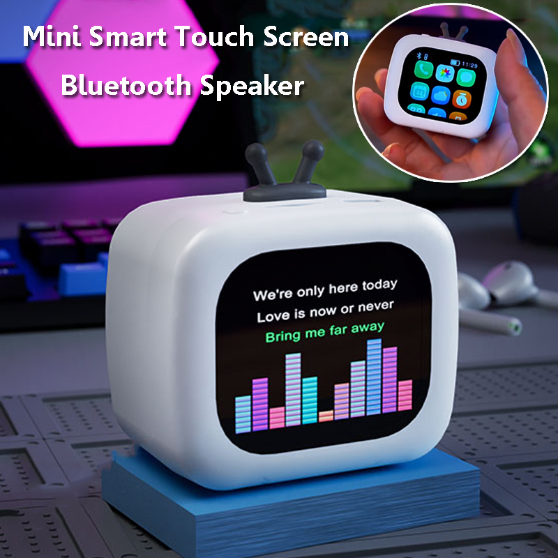 ミニスマート Bluetooth スピーカータッチスクリーン目覚まし時計オルゴール Bluetooth 通話アプリコントロールサウンドバーフォトアルバムカレンダー付き