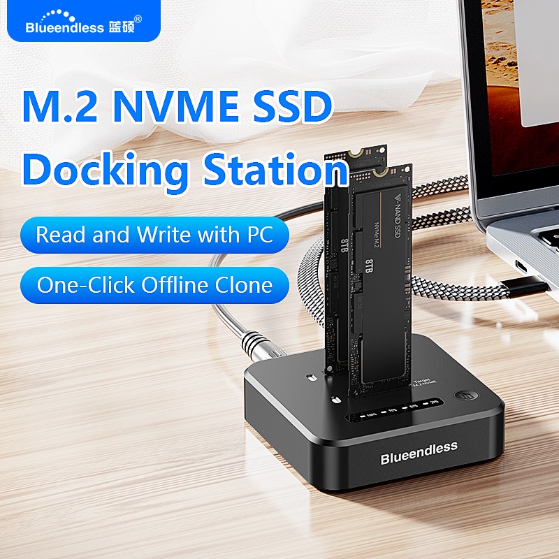Blueendless オフライン クローン デュアル ベイ M.2 NVMe SSD ドッキング ステーション 2Bay M2 NVMe クローン タイプ C 10Gbps PCIe NVMe SSD エンクロージャ用