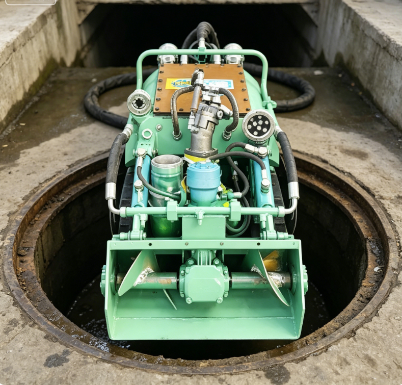 電動浚渫ロボットクローラー水中自己歩行小さな川の池のパイプライン家庭用下水道汚泥洗浄機