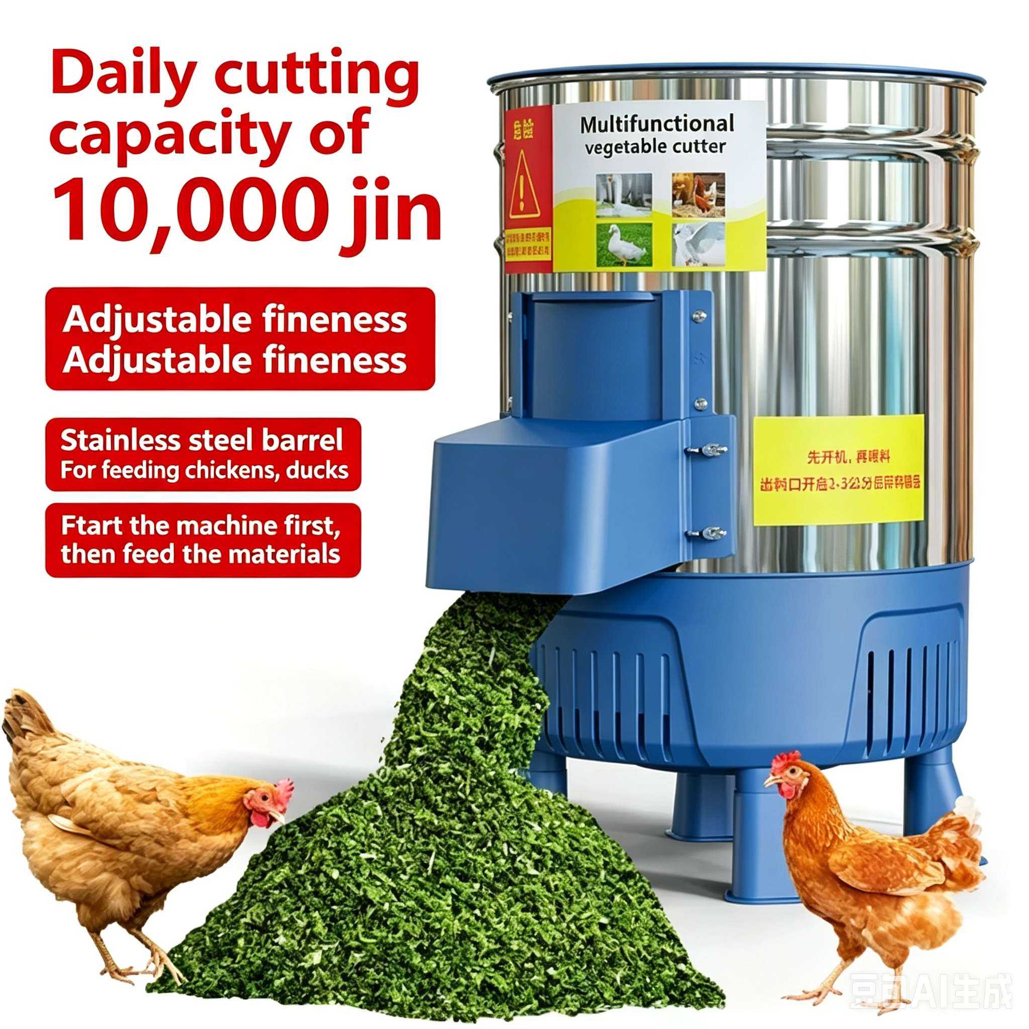 鶏アヒル養豚用ミニ家庭用草野菜シュレッダー家畜飼料カッター