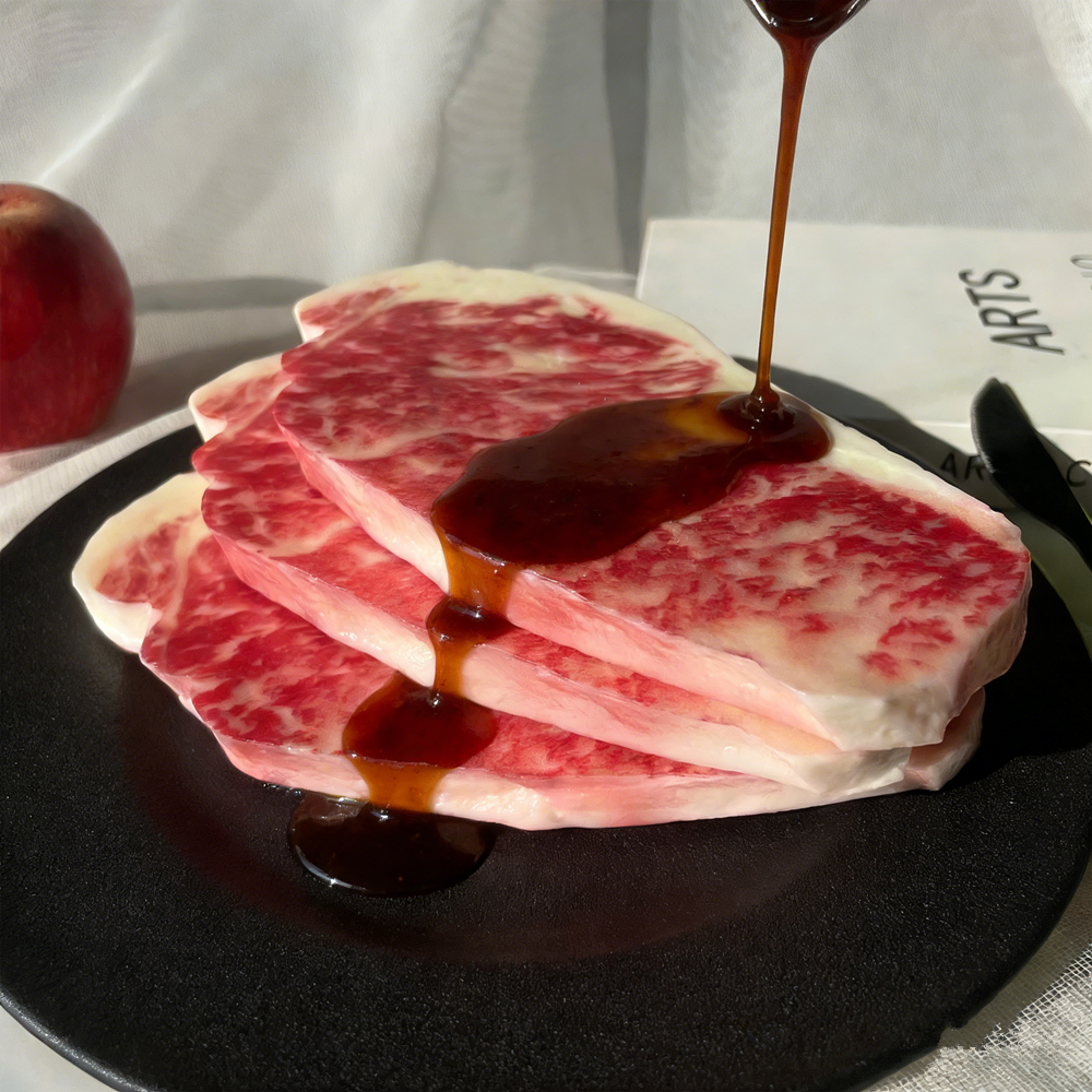 1pc 現実的な偽牛肉スライス人工和牛ステーキモデルシミュレーション生肉食品小道具キッチンレストランディスプレイ装飾