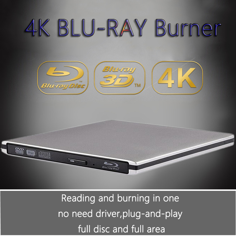 ウルトラスリム外部光学ドライブ 4K Blu-Ray バーナー USB3.0 DVD プレーヤー 3D Blu-Ray ライター リーダー CD/DVD バーナー