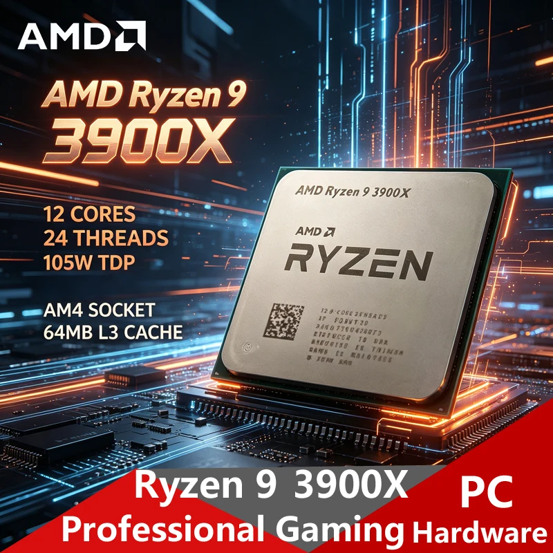 AMD Ryzen 9 3900X AM4 ロック解除ゲーム CPU、12C24T、3.8GHz 64MB L3 105W ゲーム用箱なしトレイ