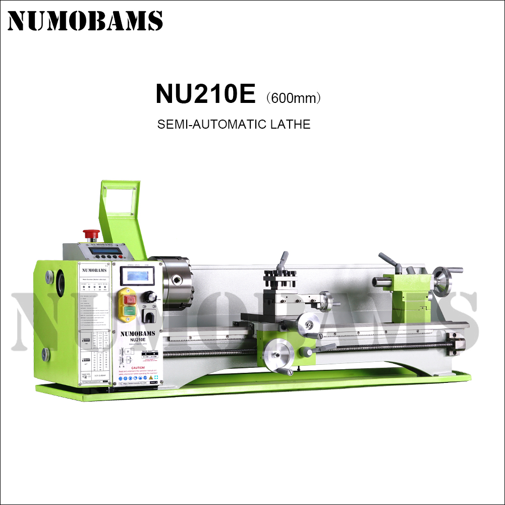 NUMOBMAS NU210E-600 1100W ブラシレスモーター 6mm厚スピンドル 半自動金属旋盤 600mm