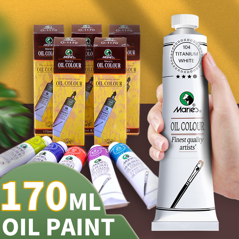 Marie's オイルペイント 170ml/5.95oz 大きなチューブ キャンバス絵画、卵、落書き、布地、石、革、木材、セラミック用 大人、アーティスト用
