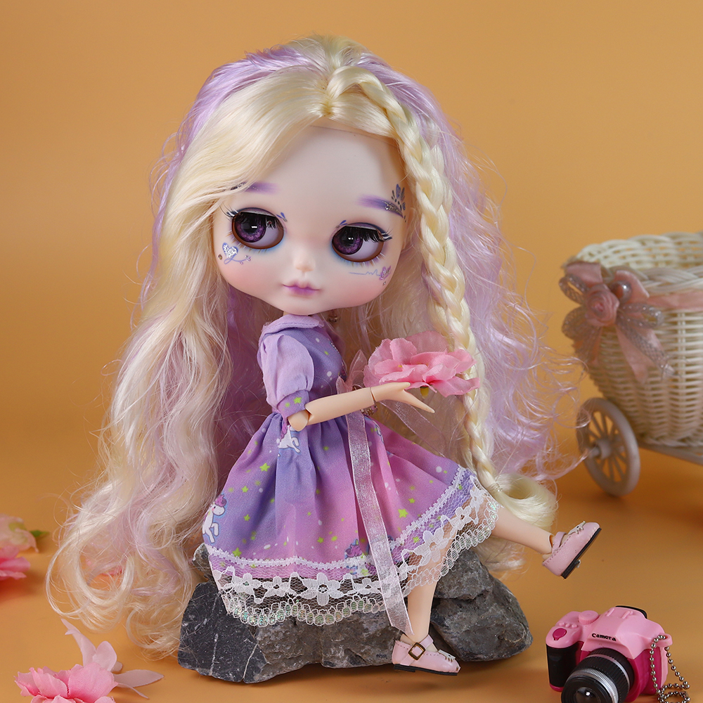 ICY DBS ブライス 1/6 ドール 手描きセット かわいいおだんご顔 長いまつげ 眠そうな目 人形セット SD