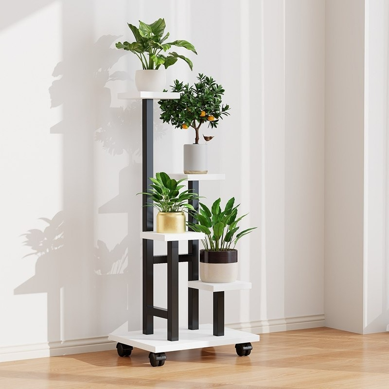 金属テラス植物スタンド白収納狭い植木鉢ディスプレイラック多層家庭用屋外家具