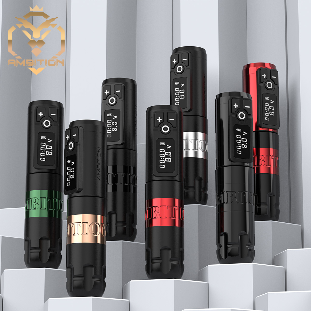 野心新兵士回転バッテリーペンワイヤレスタトゥーマシンポータブルパワーパック 2400mAh LED デジタルディスプレイボディアート用