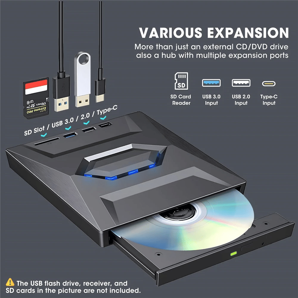 External CD DVD Drive USB 3.0 Writer Burner Player for PC Laptop Windows 11 10