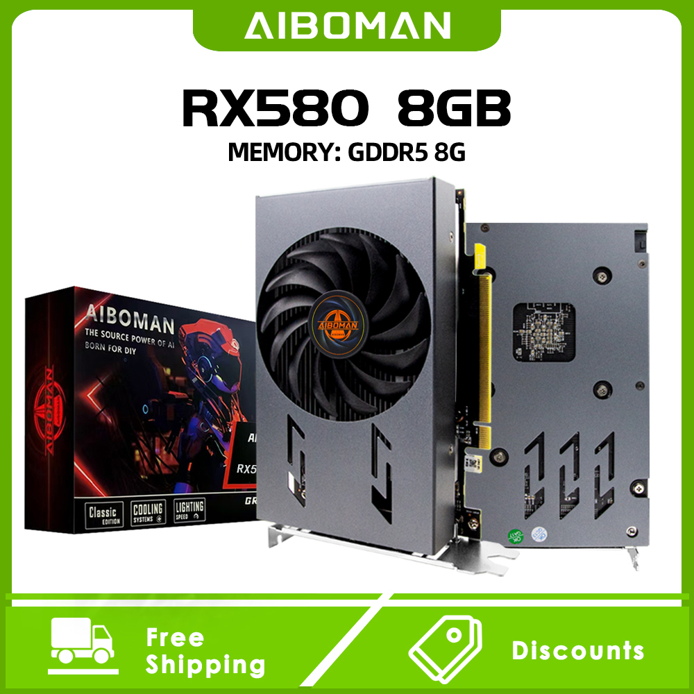 AIBOMAN VGA RX580 8GB GDDR5 256BIT 2048SP PCI-E 3.0 185W 8PIN HDMI*6 ゲーミンググラフィックカード