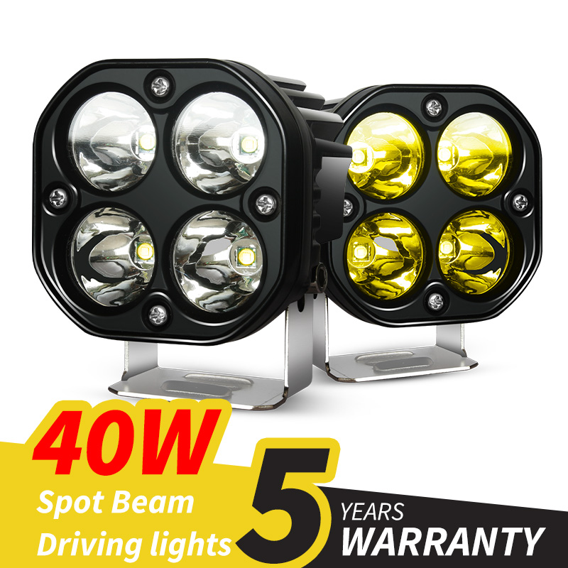 3 インチ 40 ワットホワイトアンバーオートバイドライビングライト Led ワークライトバースクエアスポットライト 4 × 4 オフロードトラクタートラック車フォグランプ
