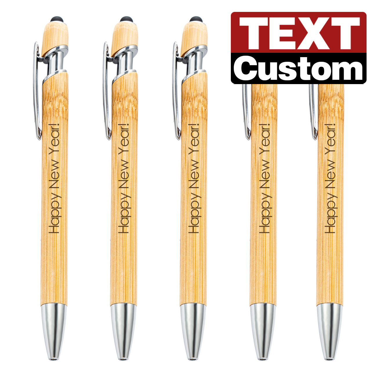 20-50Pcs Touch Bamboo Pen Personalized Ballpoint Pens Party Office Supplies Customized Carve Text Business Baptism Gift