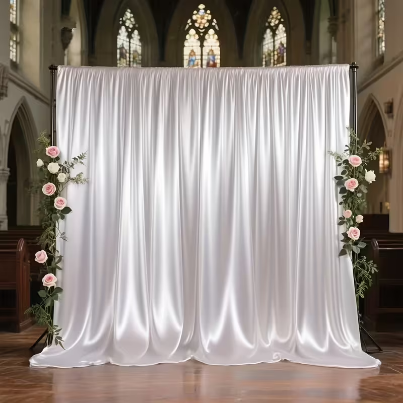 サテン背景カーテン、ロッドポケット付き 結婚式、誕生日、ベビーシャワー、写真撮影、卒業パーティー背景ドレープ、1パネル