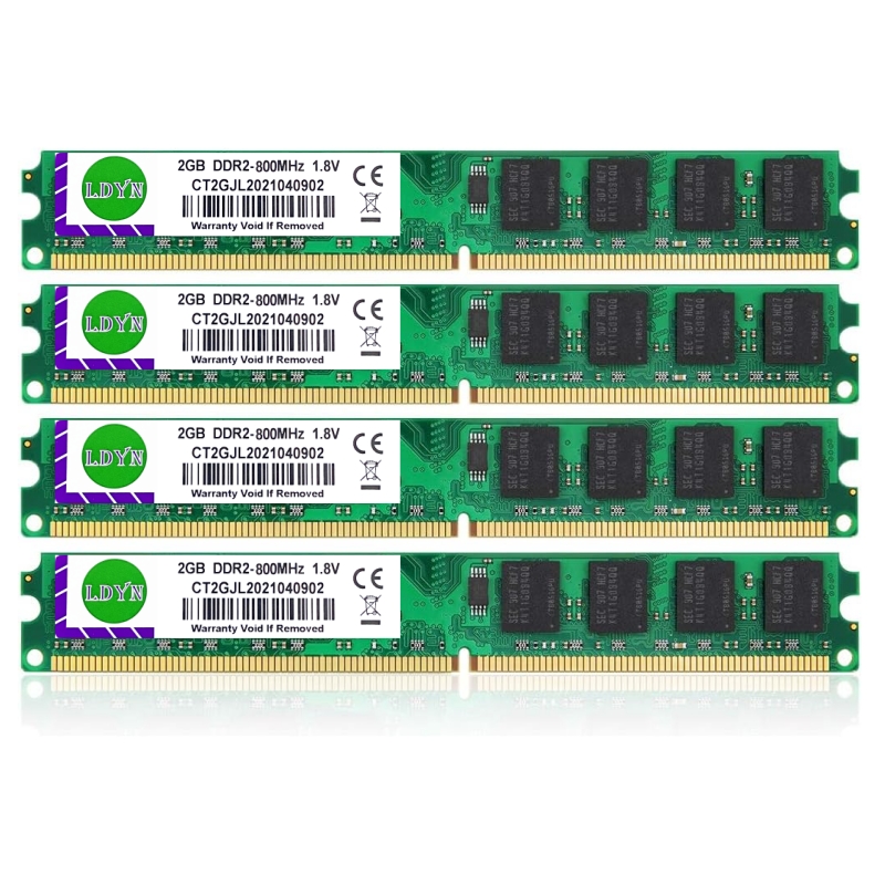 4枚セット DDR2 2GB 4GB デスクトップメモリ​​ RAM 667 800MHz PC2 5300 6400 1.8V 240ピン コンピュータ DIMM 非ECC 完全互換メモリ RAM