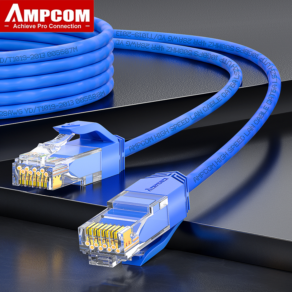 AMPCOM イーサネットケーブル、CAT6A 超薄型 RJ45 Lan ケーブル UTP RJ 45 ネットワークケーブルパッチコード、デスクトップコンピュータモデムルーター用