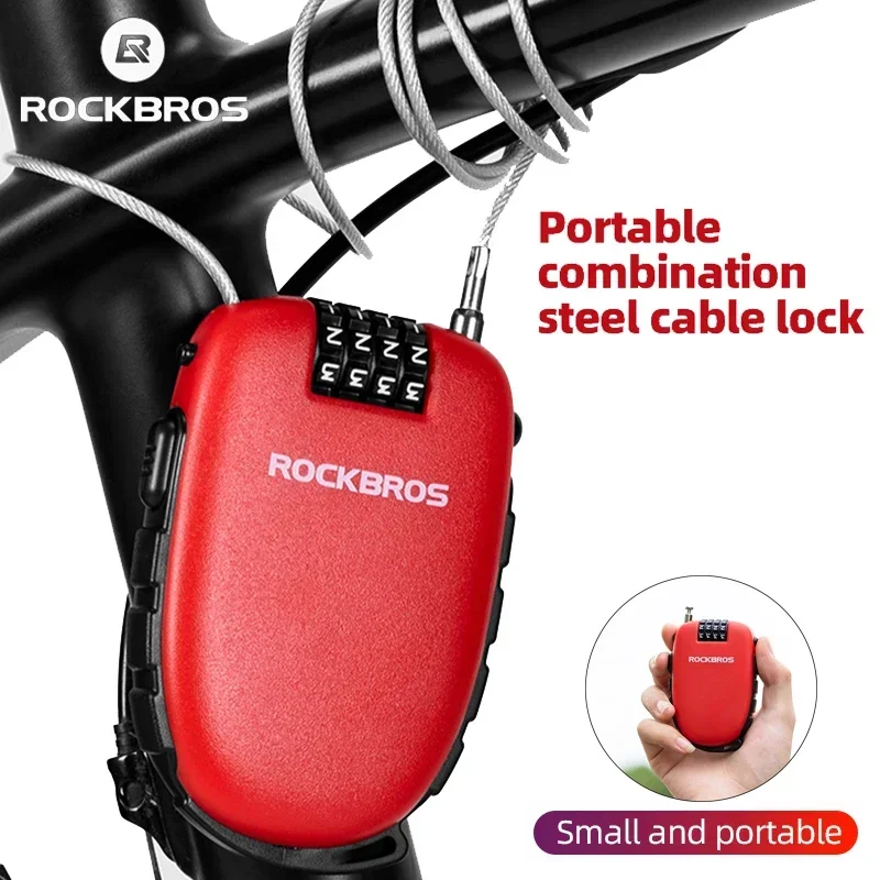 Rockbros ポータブルパスワードバイクロックオートバイヘルメットワイヤーロック自転車盗難防止ケーブル BMX スクーター安全南京錠アクセサリー