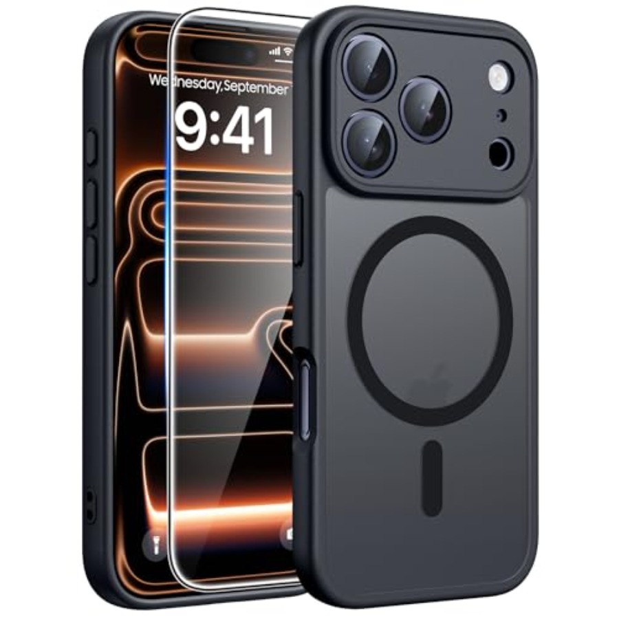 iPhone 17 Pro Max ケース: [Magsafe 対応] [全面カメラ保護] [スクリーンプロテクター] 付き半透明マットケース