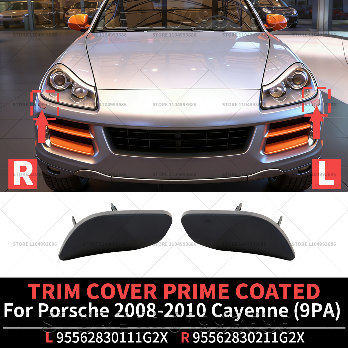 ポルシェ 2008 2009 2010 カイエン (9PA 955) トリムカバープライムコーティングされた OEM 95562830111G2X 95562830211G2X 95562830111 95562830211