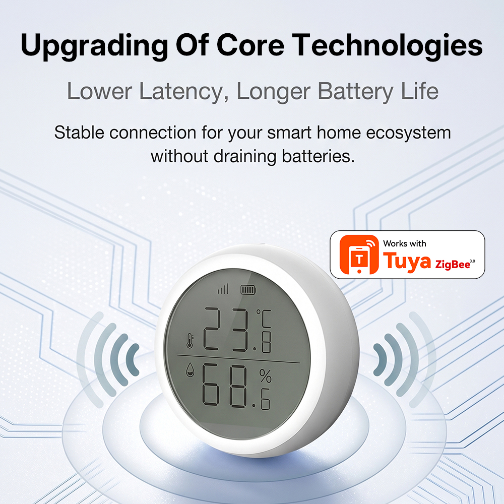 ワイヤレス温度湿度センサー屋内 Tuya スマートライフアプリ ZigBee Alexa/Google Home と互換性ありベビールームセラー用