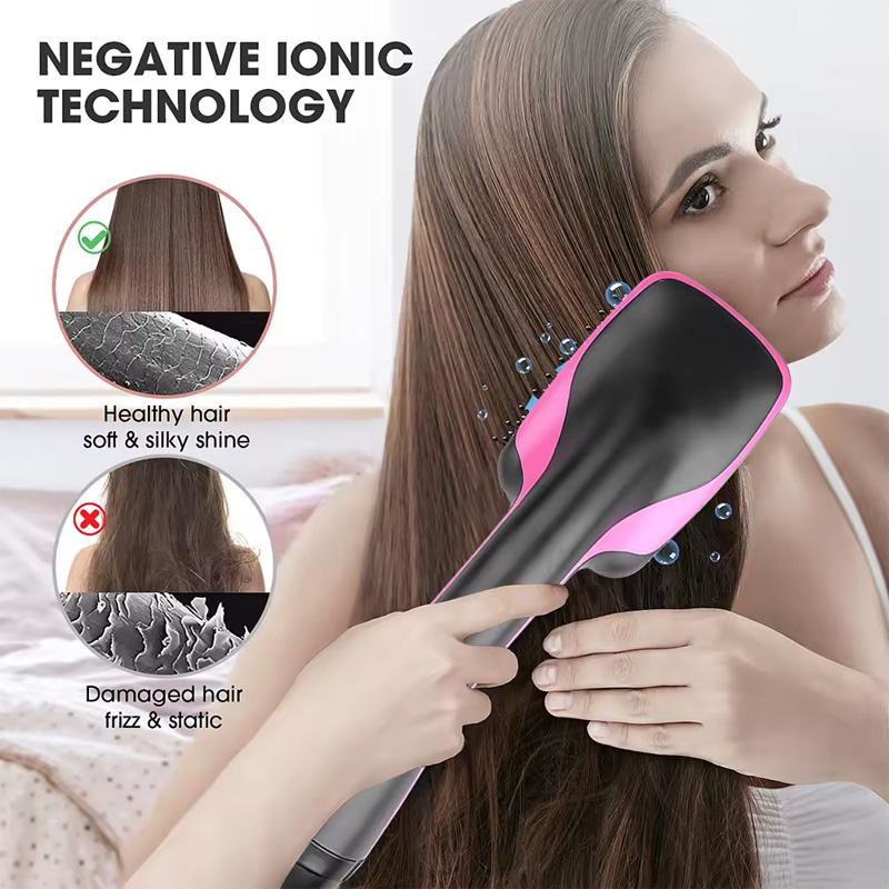 ポータブル 2-in-1 ヘアドライヤーコーム結び目のないワンステップヘアドライヤープロフェッショナルマイナスイオンストレートヘア熱風コーム