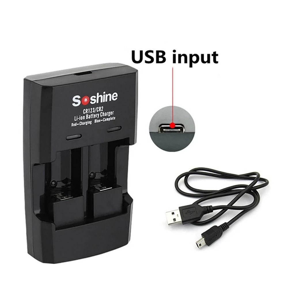 14250 CR123/CR2 15266 リチウム電池 USB 充電器 バッテリー充電器 デュアル充電器