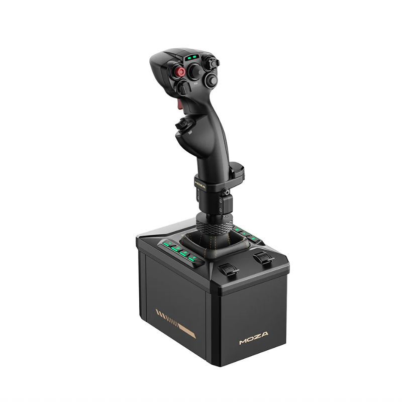 MOZA AB6 バンドル フライト シミュレーターは、高精度 MHG フライトスティックを備えた高トルク 6 N·m フォース フィードバック ベースです。