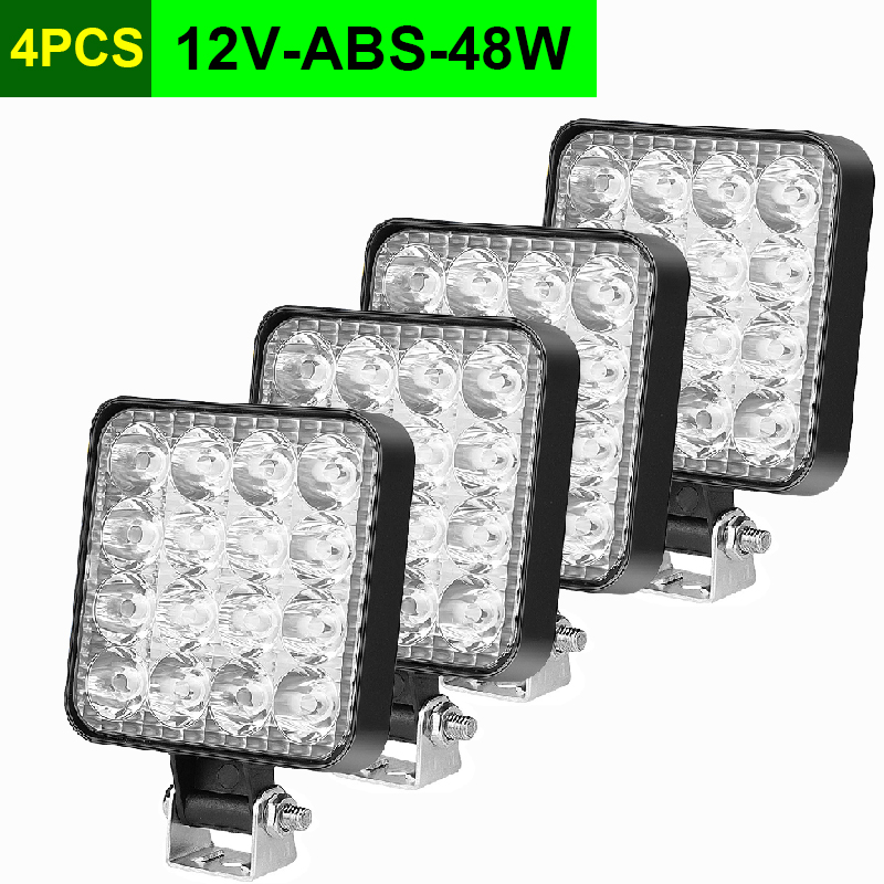12V Led Work Light Waterproof Led Running  Auxiliary Lights for Truck Off Road Jeep Car Motorcycle SUV 48W Night Driving Light