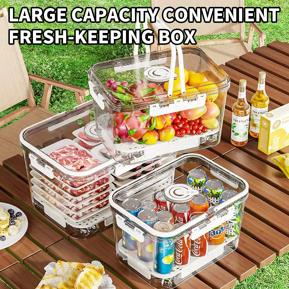 ハンドル付きポータブル気密食品保存容器、漏れ防止弁当箱、キャンプ、ピクニック、フルーツ用