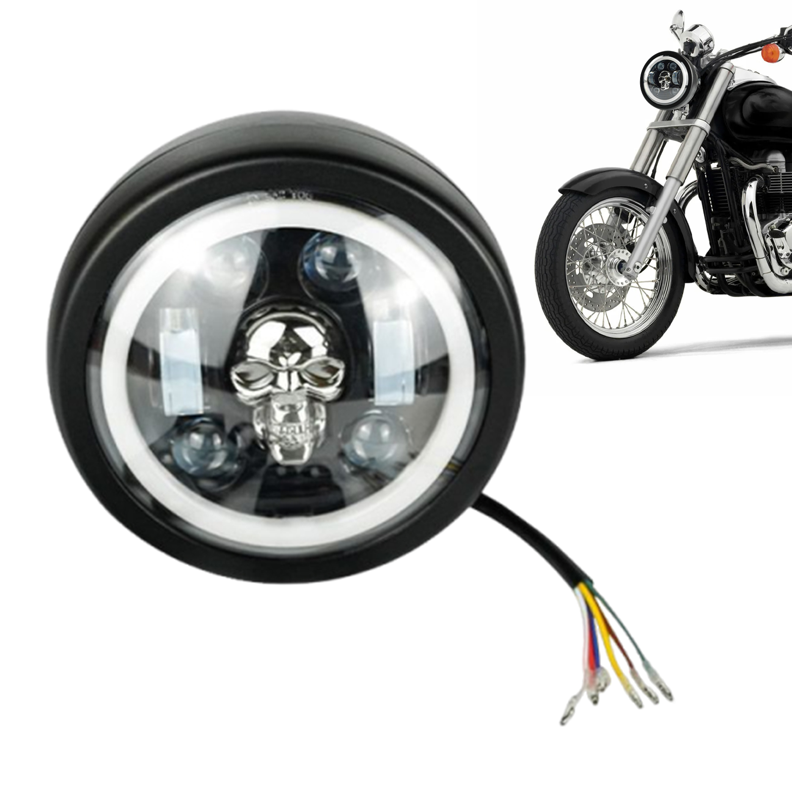 LED オートバイヘッドライトラウンド LED ライトヘッドランプ超高輝度交換部品スポットライトオフロードヘッドライト変色