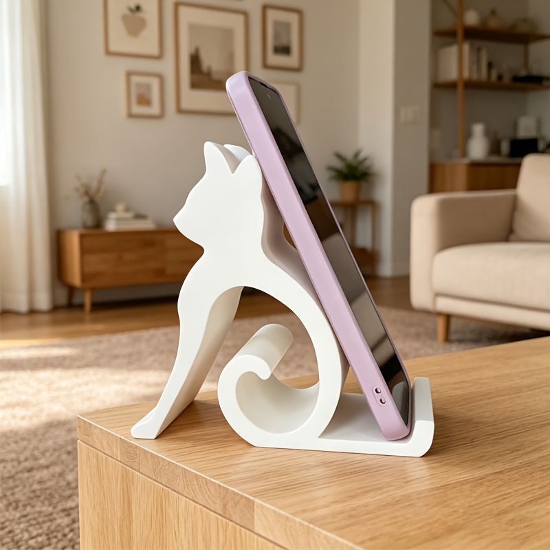 3D かわいい子猫の携帯電話ラック 1 個。デスク、寝室、リビングルームに最適です。携帯電話ホルダーは2色からお選びいただけます
