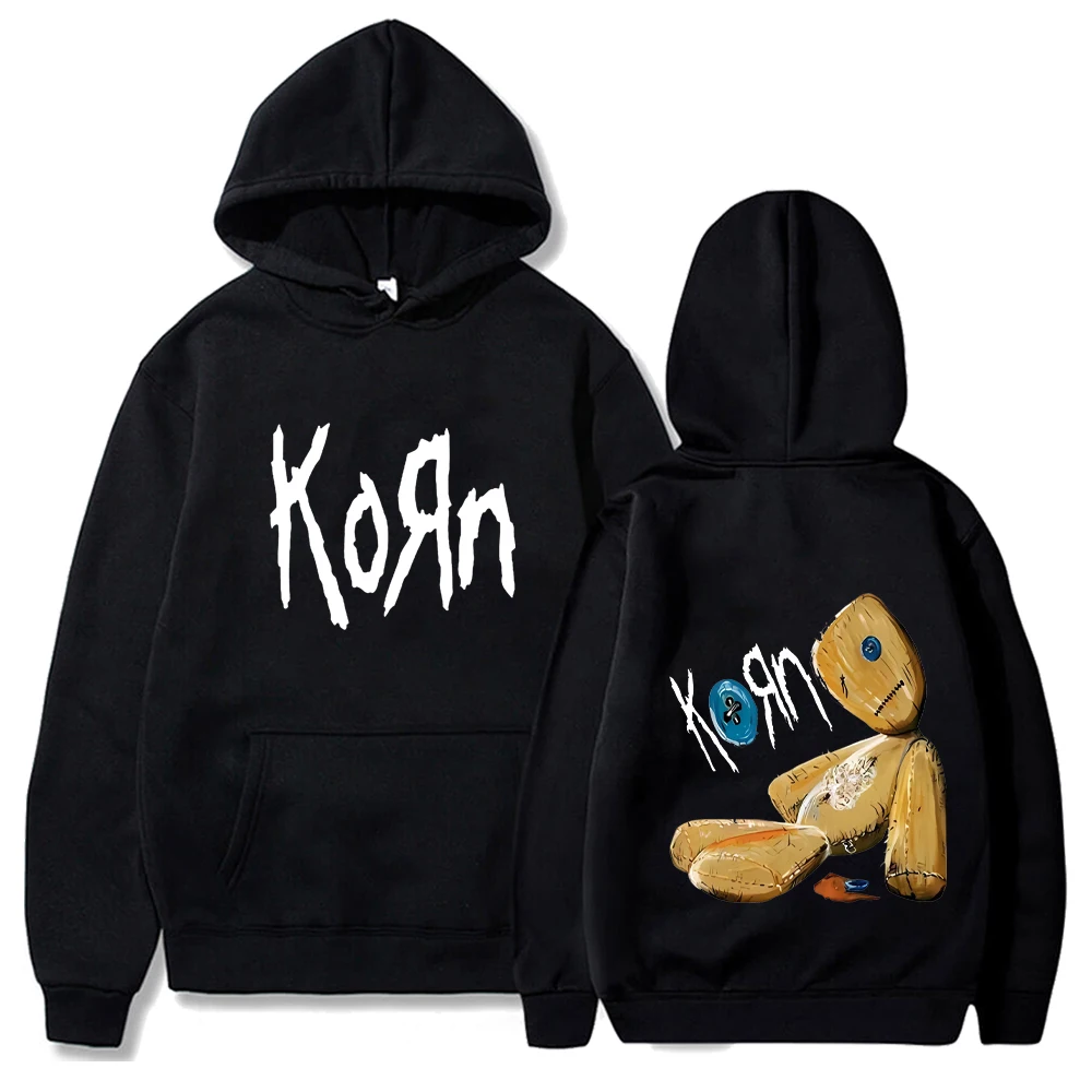 Korn ロックバンドパーカー春秋プルオーバーメンズファッションプリントフード付きスウェットシャツルーズカジュアルデイリーストリートセータートップス