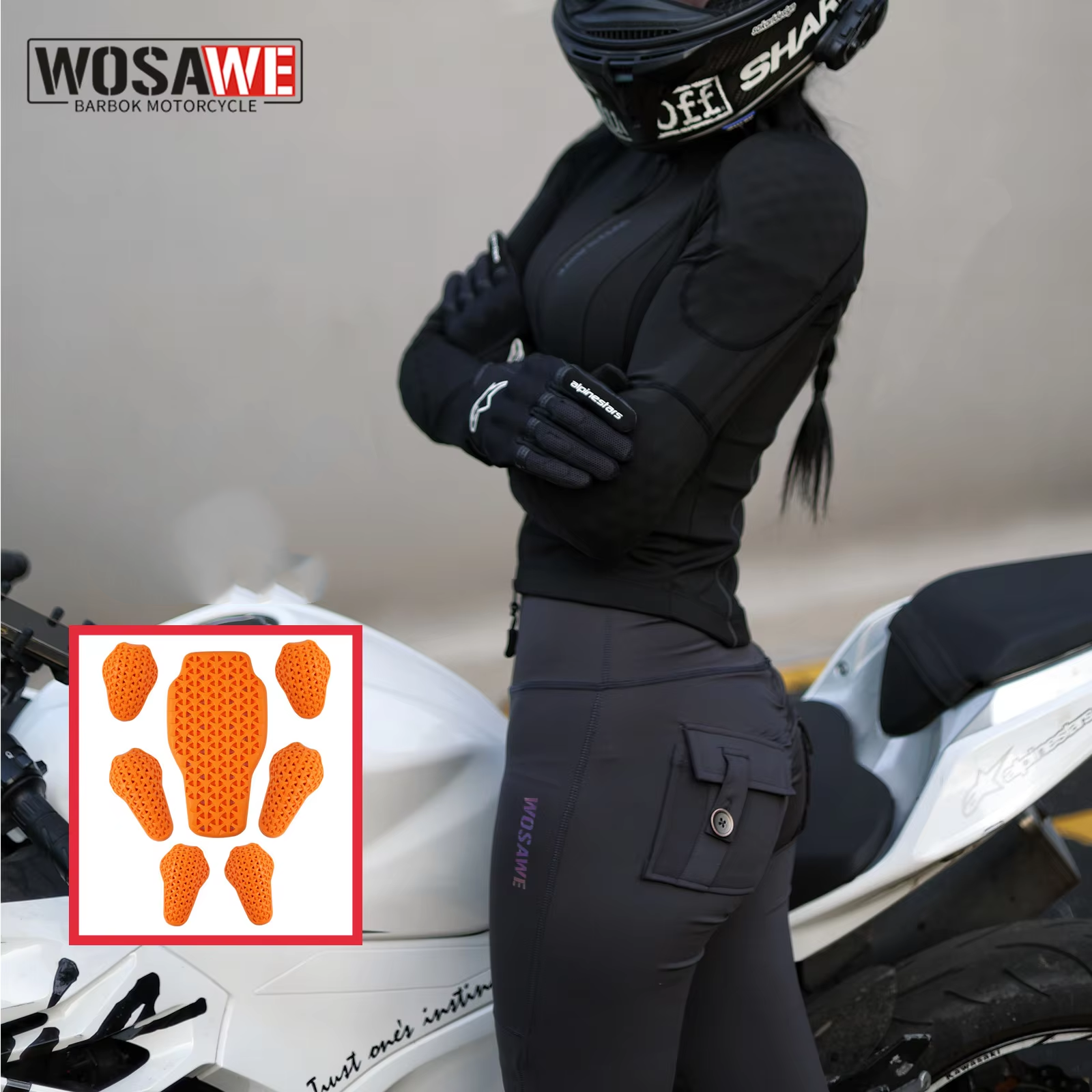 WOSAWE 女性オートバイジャケットオートバイ夏ダウンヒルバイク通気性とスリムフィットモトレーシング服