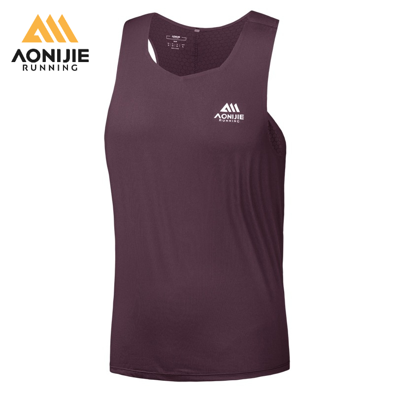 AONIJIE FM5268 男性ランニングタンクトッププロフェッショナルクイックドライマラソンシングレット通気性レーシングノースリーブ Tシャツフィットネスベスト